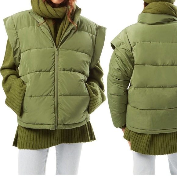 NWT We Wore What Snap off Sleeve Puffer Jacket/Vest Medium - Picture 2 of 8